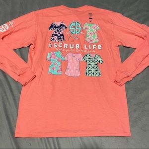 Simply Southern Coral Scrub Life Tee NWT Size M
